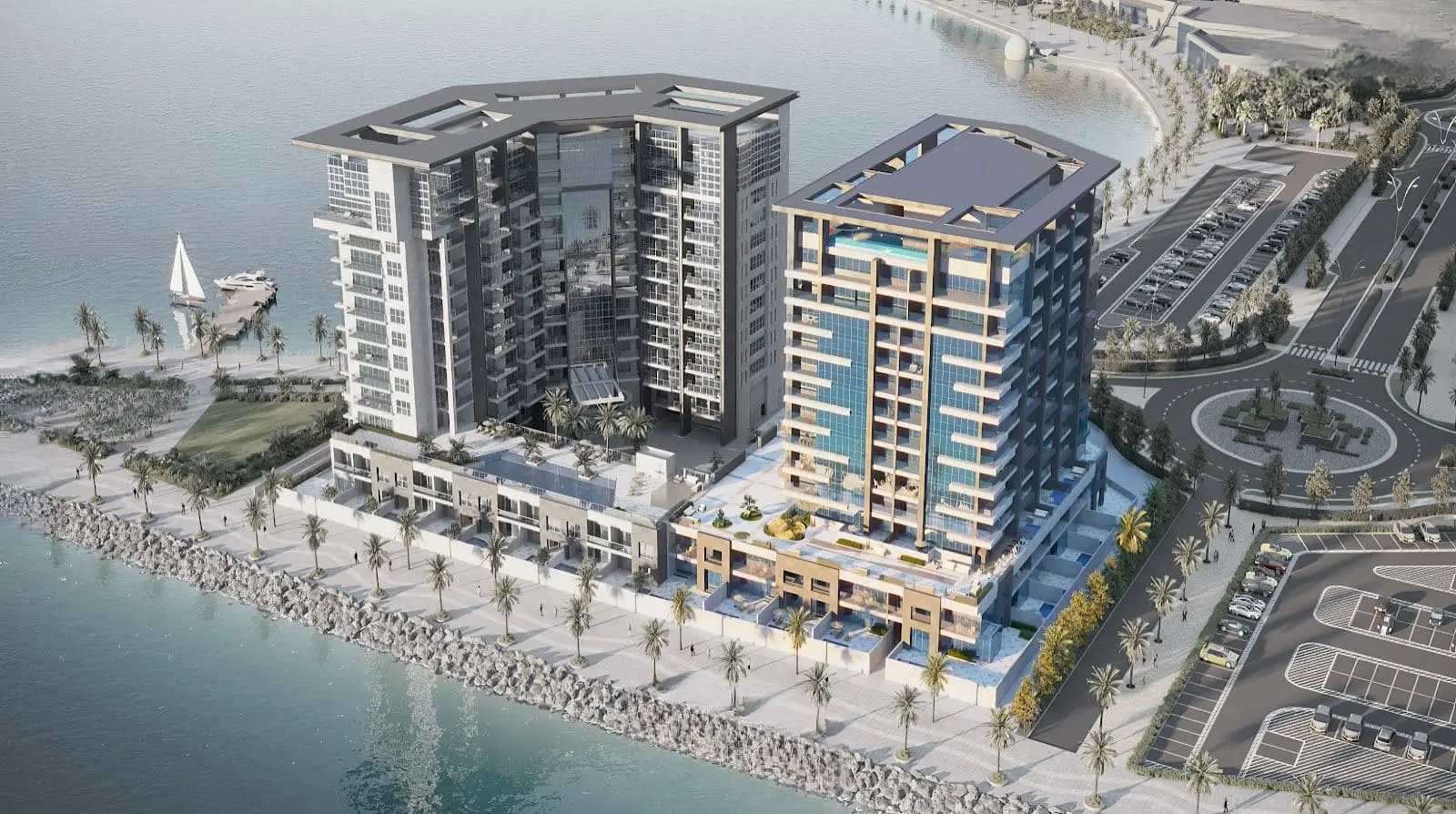 The Bay Residence 2 modern residential building exterior in Yas Bay Abu Dhabi