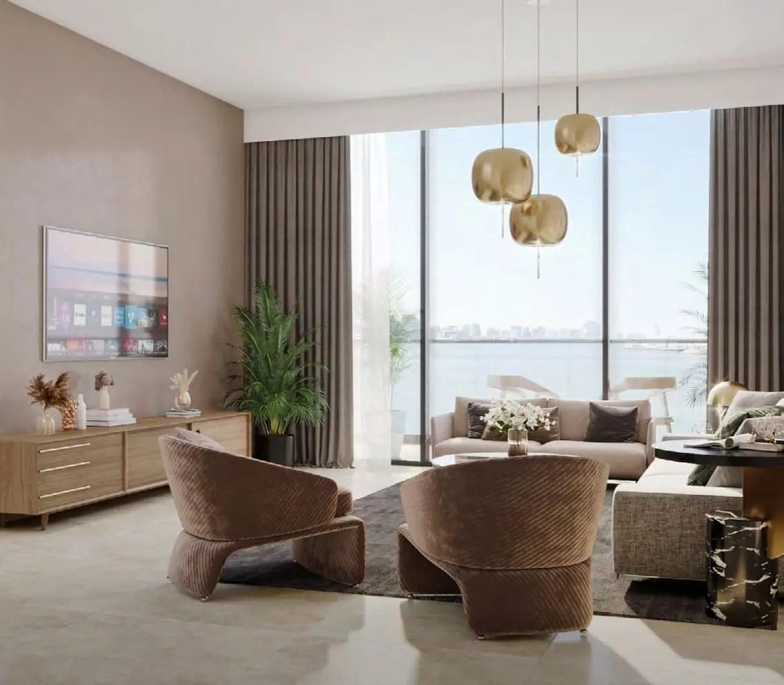 Vista 3 Al Reem Island Abu Dhabi elegant living room with premium finishes and contemporary apartment interiors.
