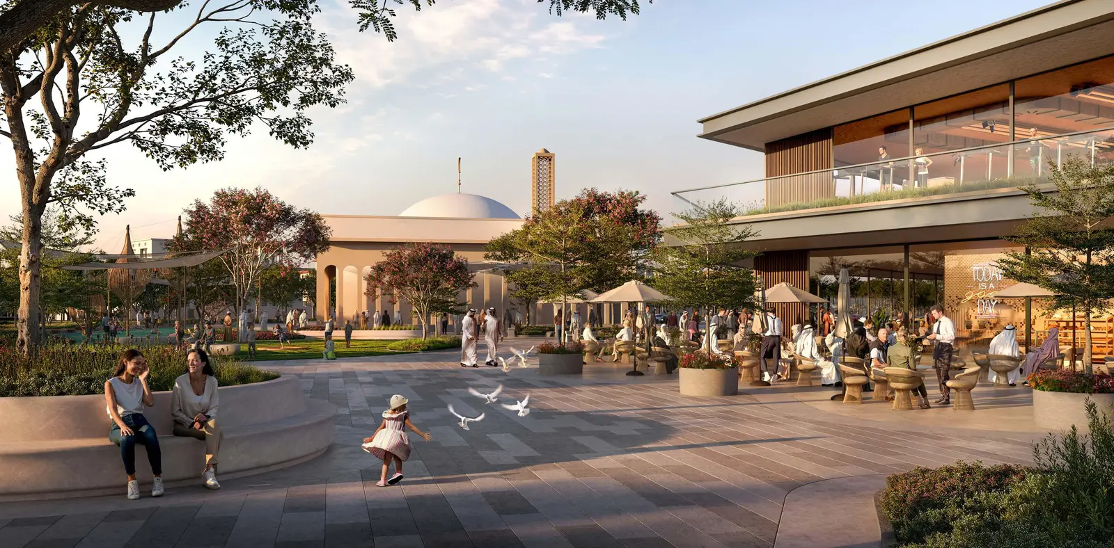 Scenic streetscape of Wadeem community featuring landscaped paths and exclusive villa plots on Hudayriyat Island.jpg